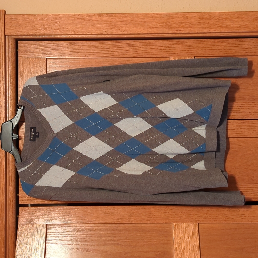 Men's Banana Republic cotton V-neck argyle sweater
